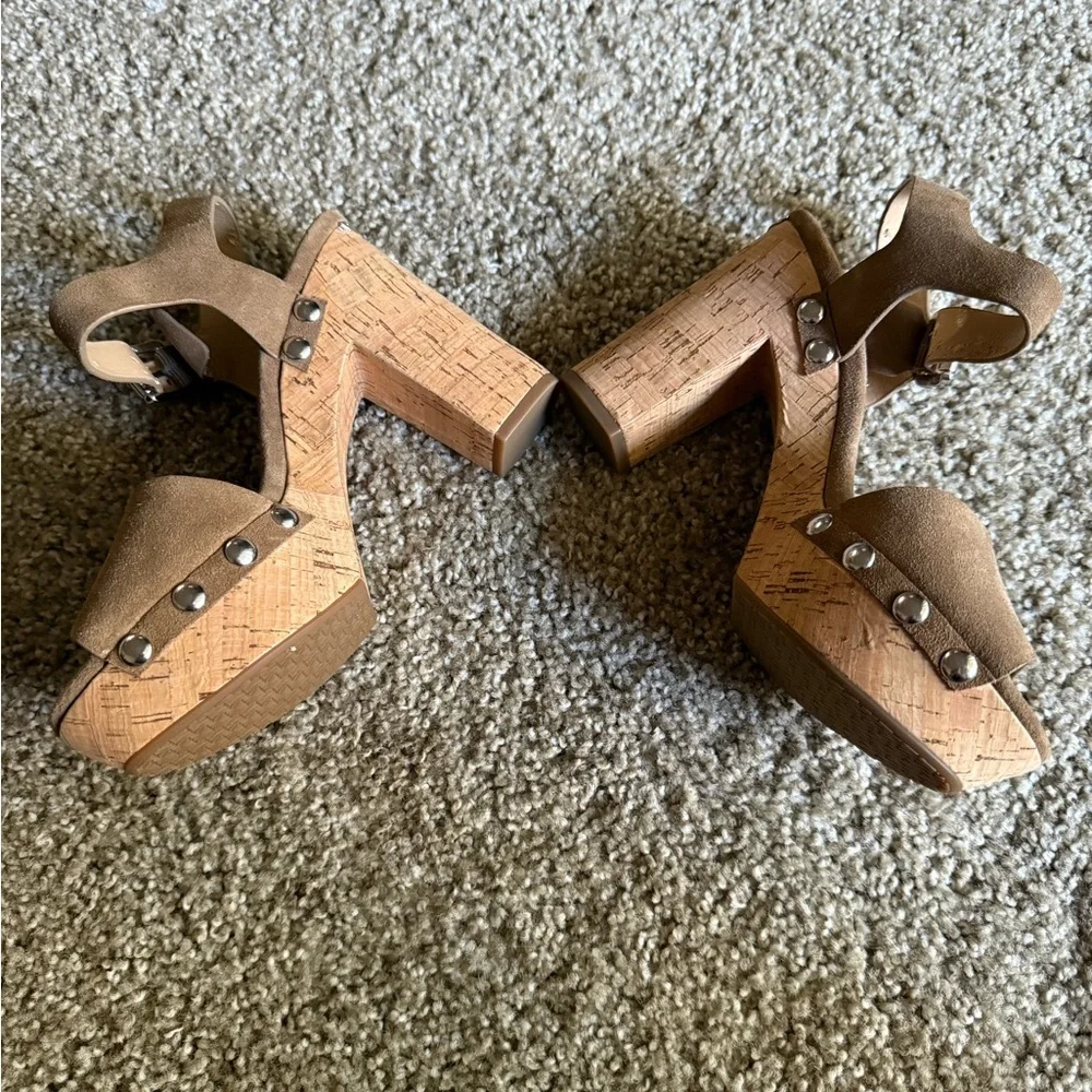 Michael Kors Camel Suede Sandals - Picture 2 of 3